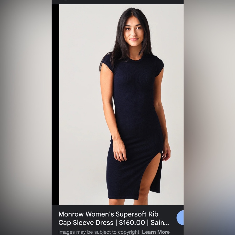 Monrow Black Cap Sleeve Dress, XS